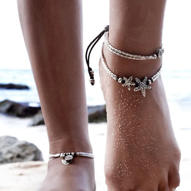 Miss JQ 3pcs/set New Fashion Infinite Anklet Foot Chain For Woman Summer Ankle Bracelet Charm 2 Color Anklets Foot Beach Jewelry