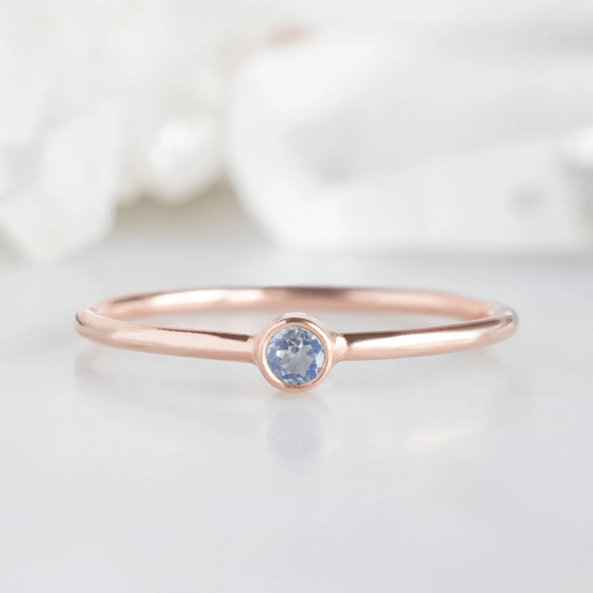 Moonstone Birthstone Stacking Ring | Yellow, Rose or White Gold