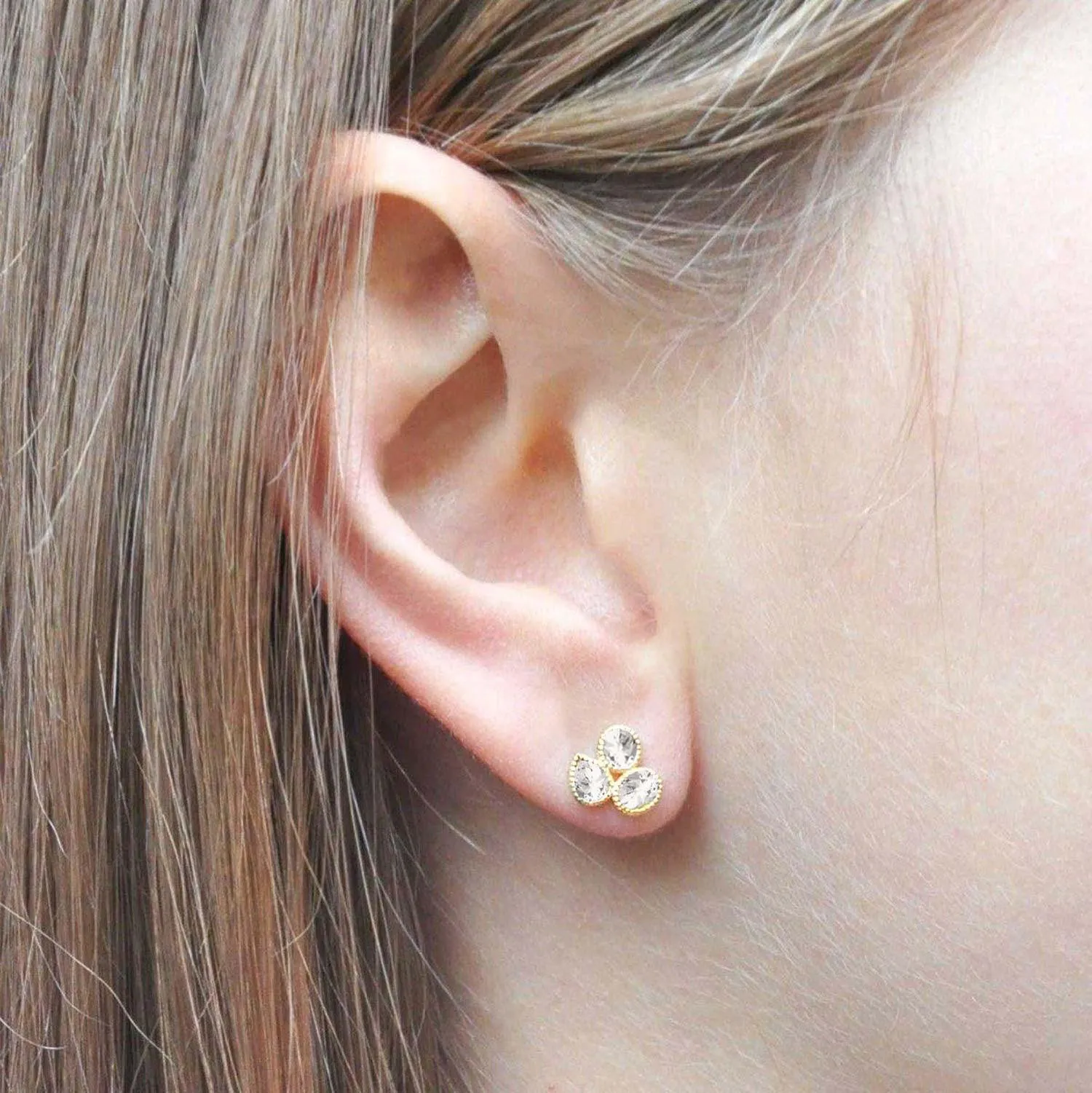 Mosaik Ear Stud White Topaz - 18k Gold