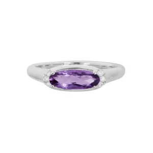 Mountz Collection Amethyst and Diamond Ring in 14K White Gold