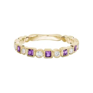 Mountz Collection Amethyst and Diamond Stacking Ring in 14K Yellow Gold