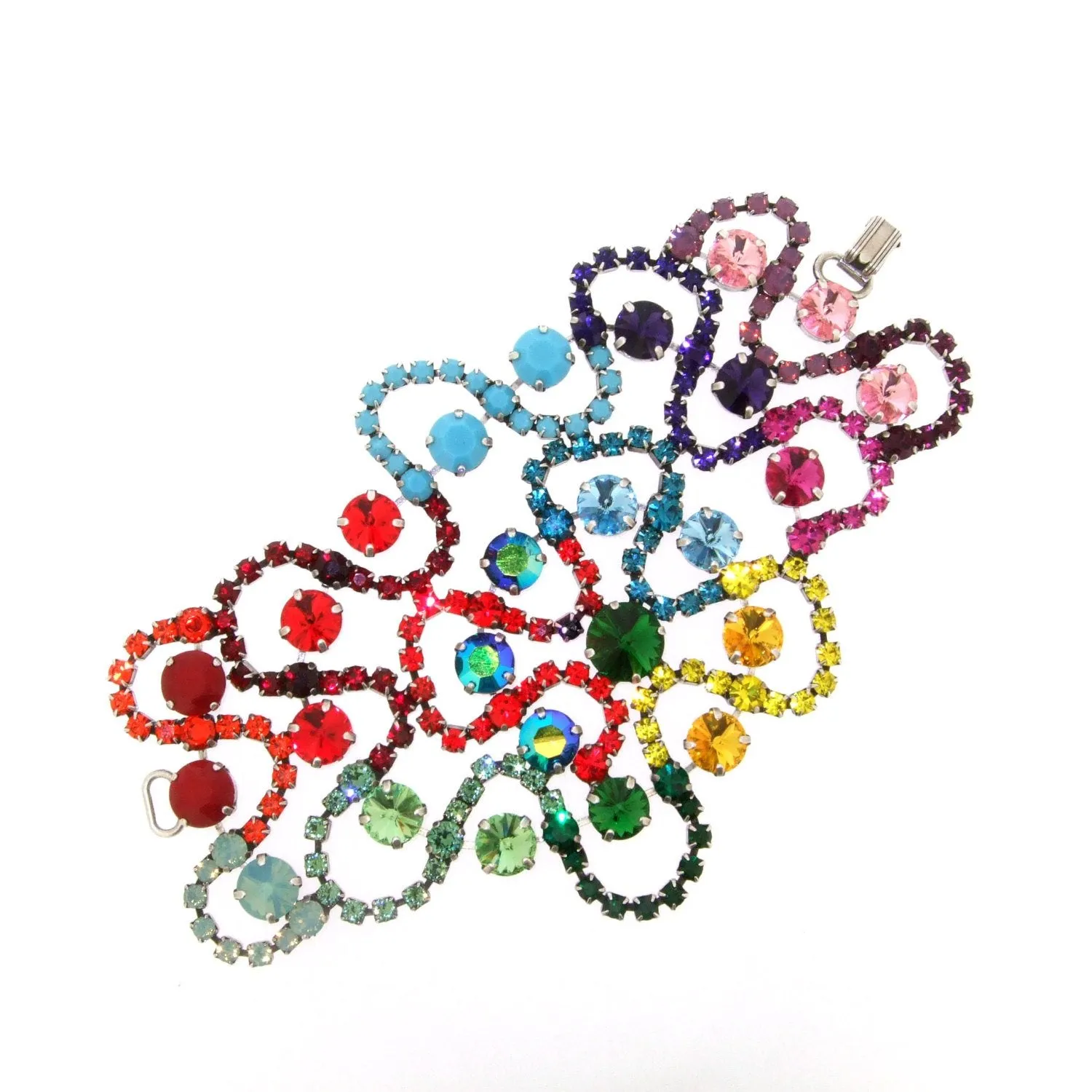 Multi-Coloured Swarovski Rainbow Crystal Bracelet by Frangos