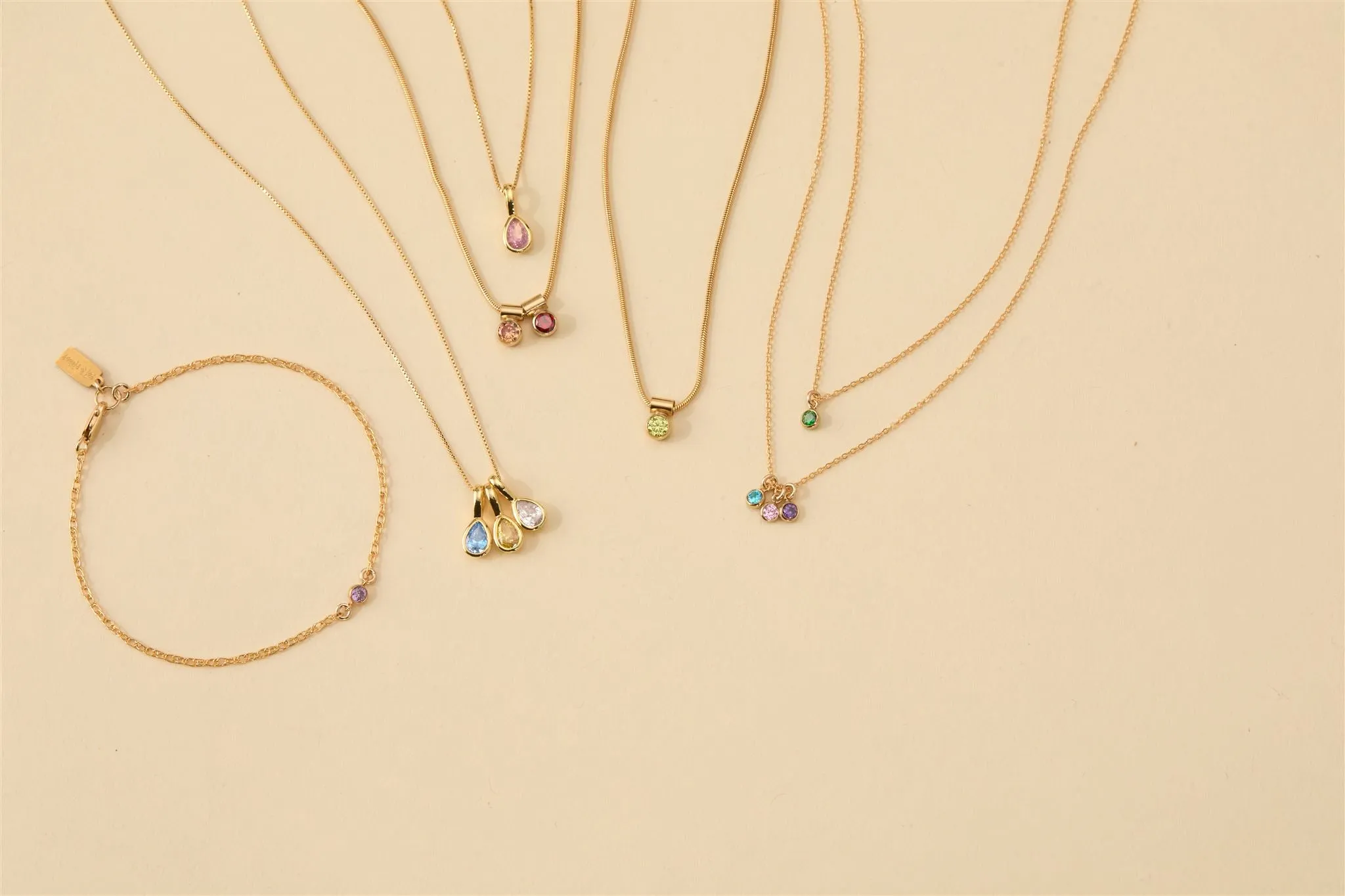 Multi Teardrop Birthstone Necklace