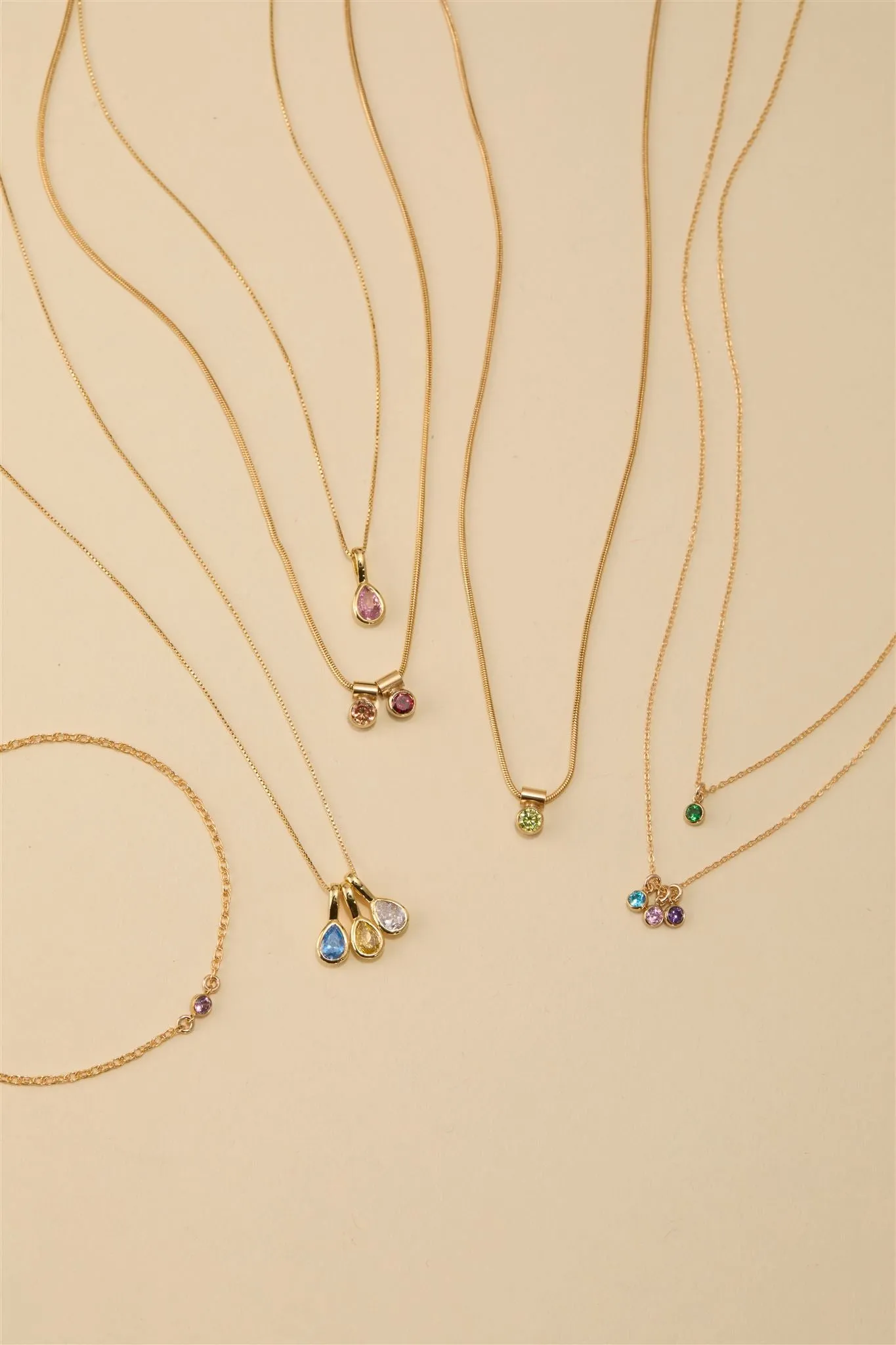 Multi Teardrop Birthstone Necklace