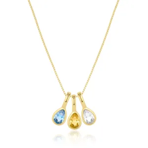 Multi Teardrop Birthstone Necklace