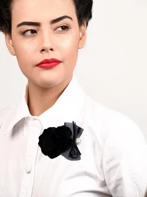 Odette Women Black Fabric Brooch