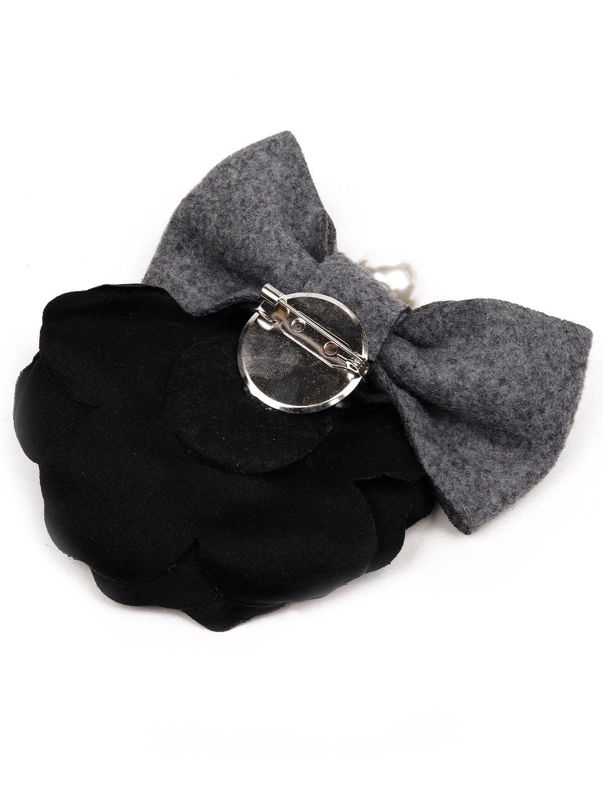 Odette Women Black Fabric Brooch