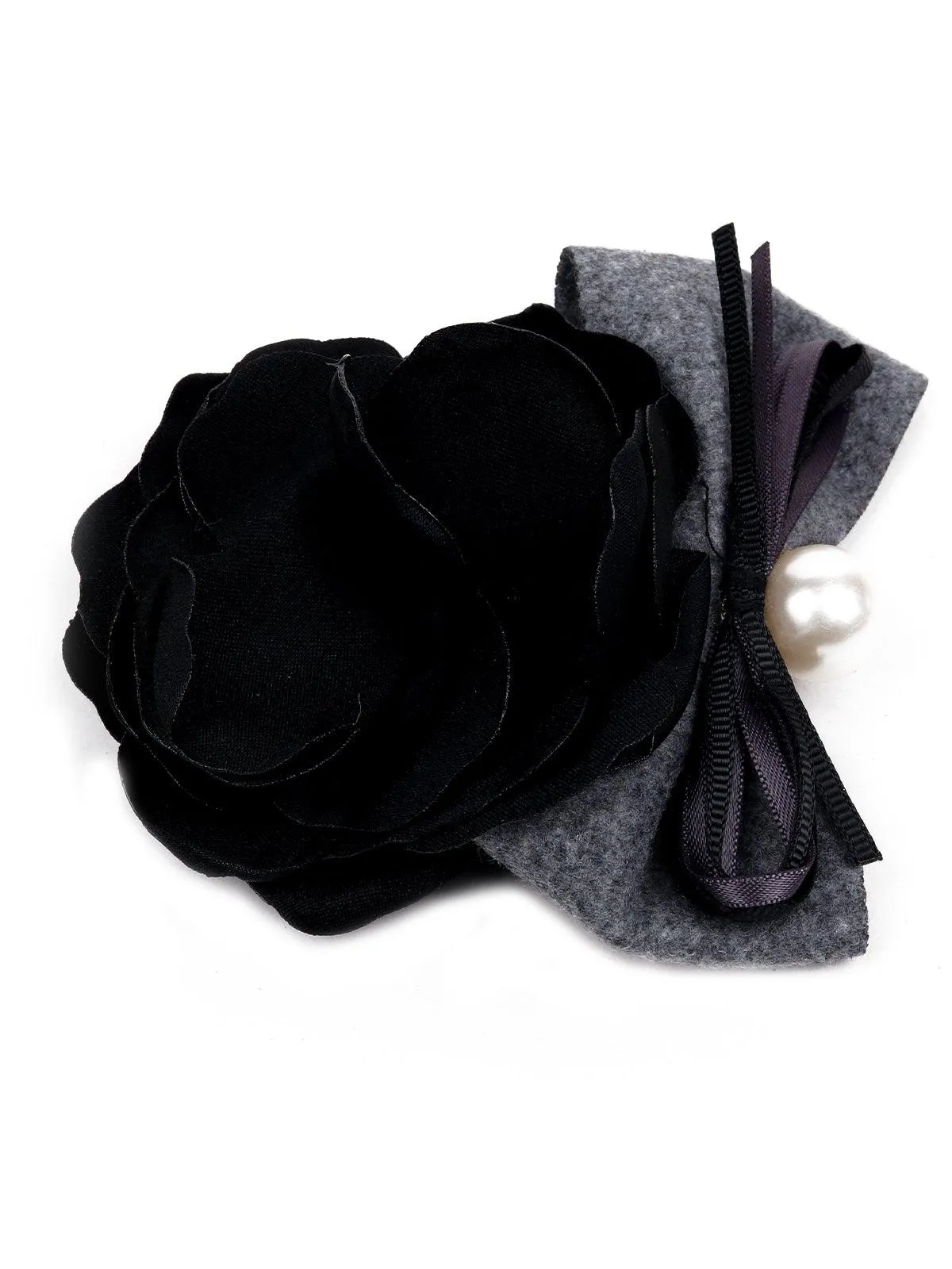 Odette Women Black Fabric Brooch