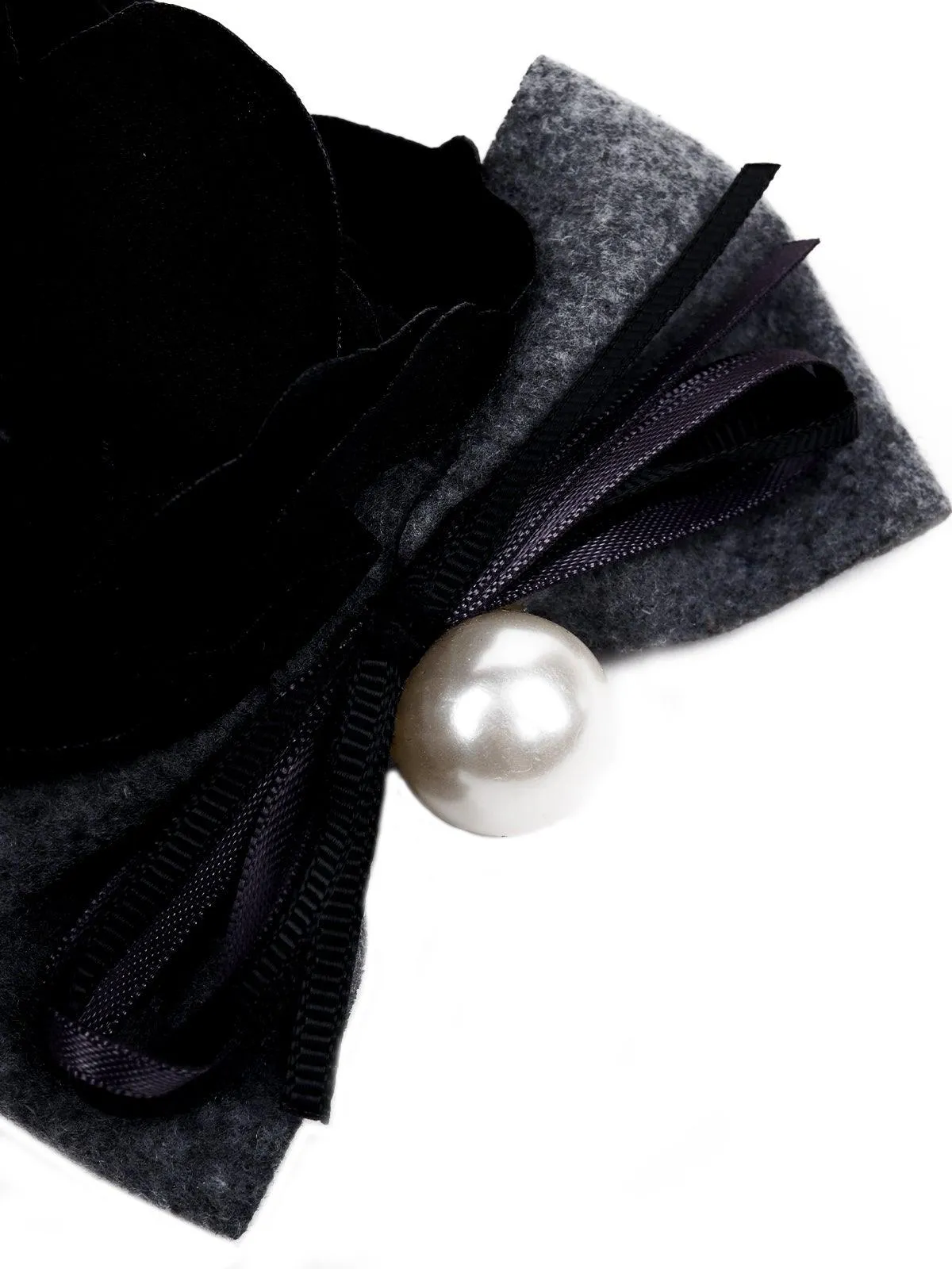 Odette Women Black Fabric Brooch