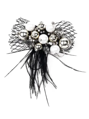 Odette Women Black Metal Brooch