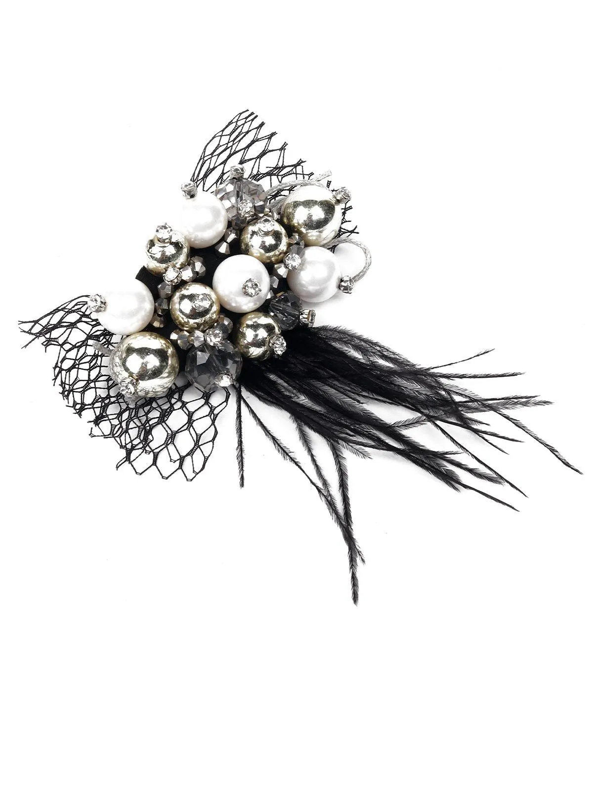 Odette Women Black Metal Brooch