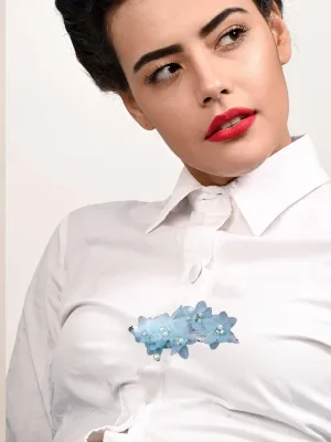 Odette Women Blue Fabric Brooch
