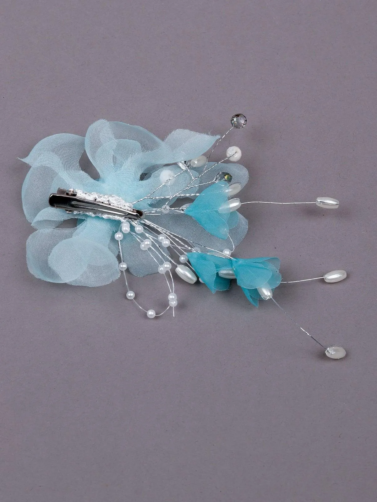 Odette Women Blue Metal Floral Brooch