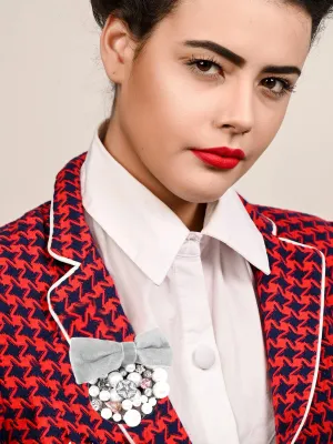 Odette Women Light Grey Metal Bow Brooch