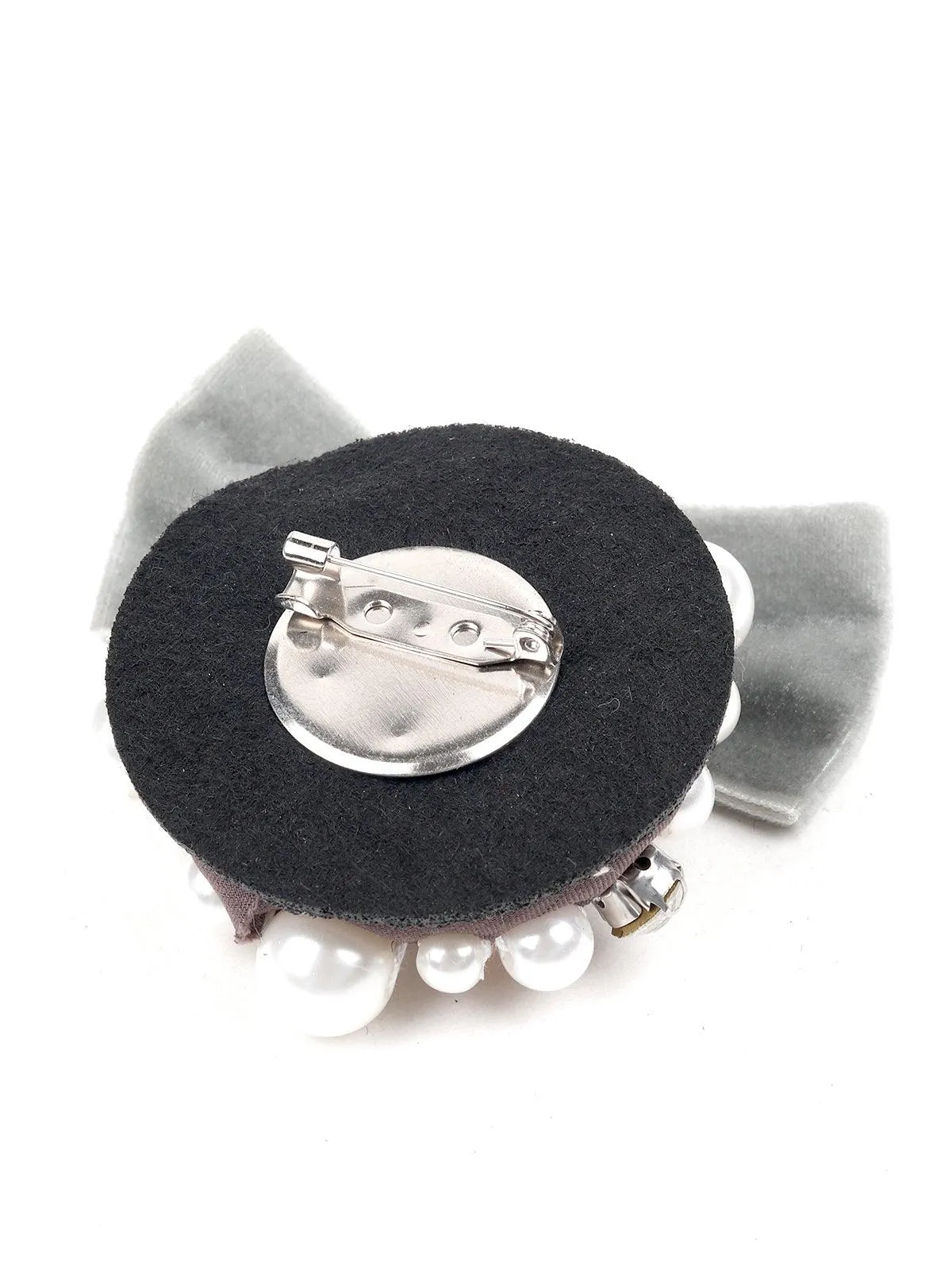 Odette Women Light Grey Metal Bow Brooch