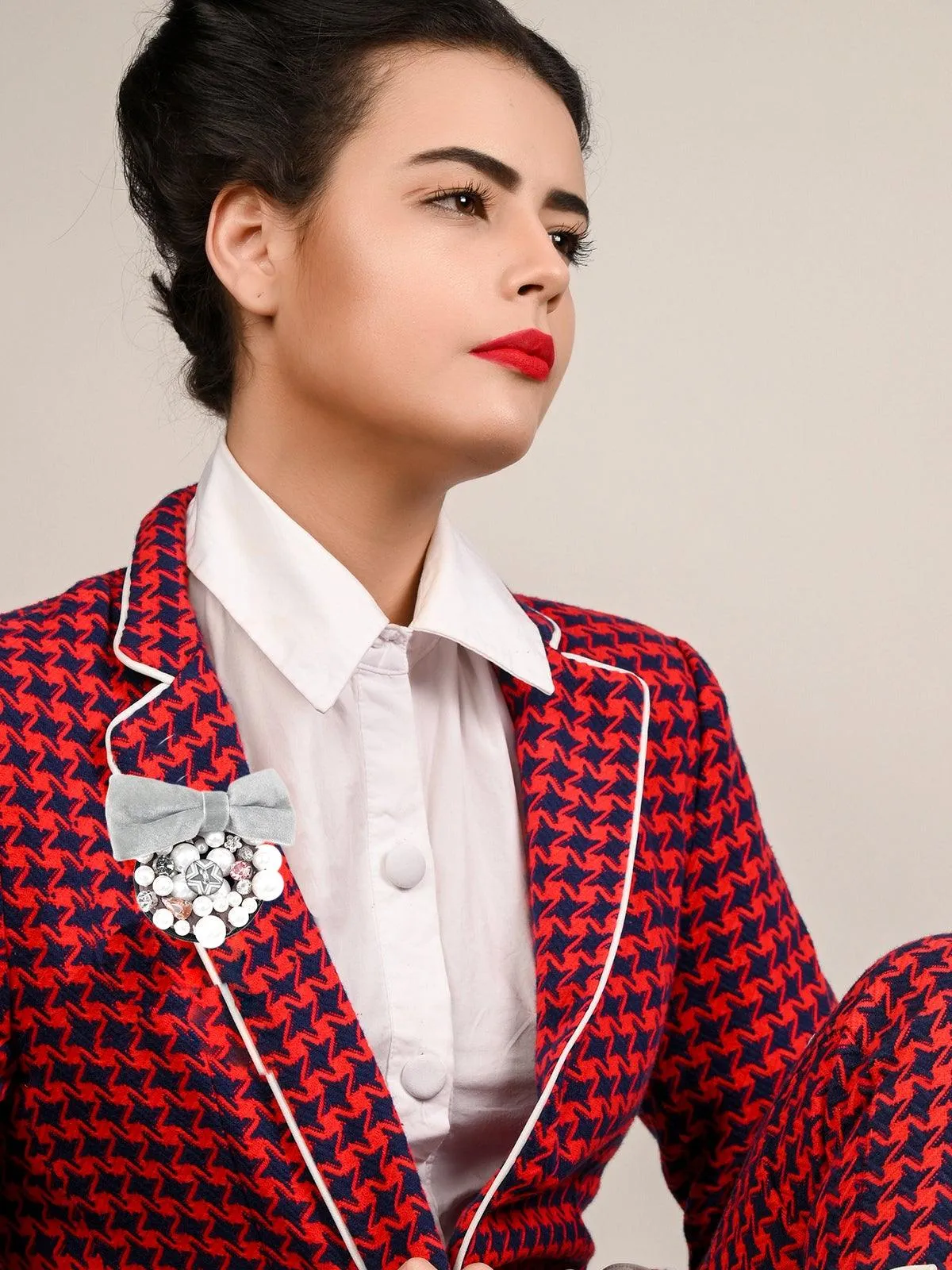 Odette Women Light Grey Metal Bow Brooch