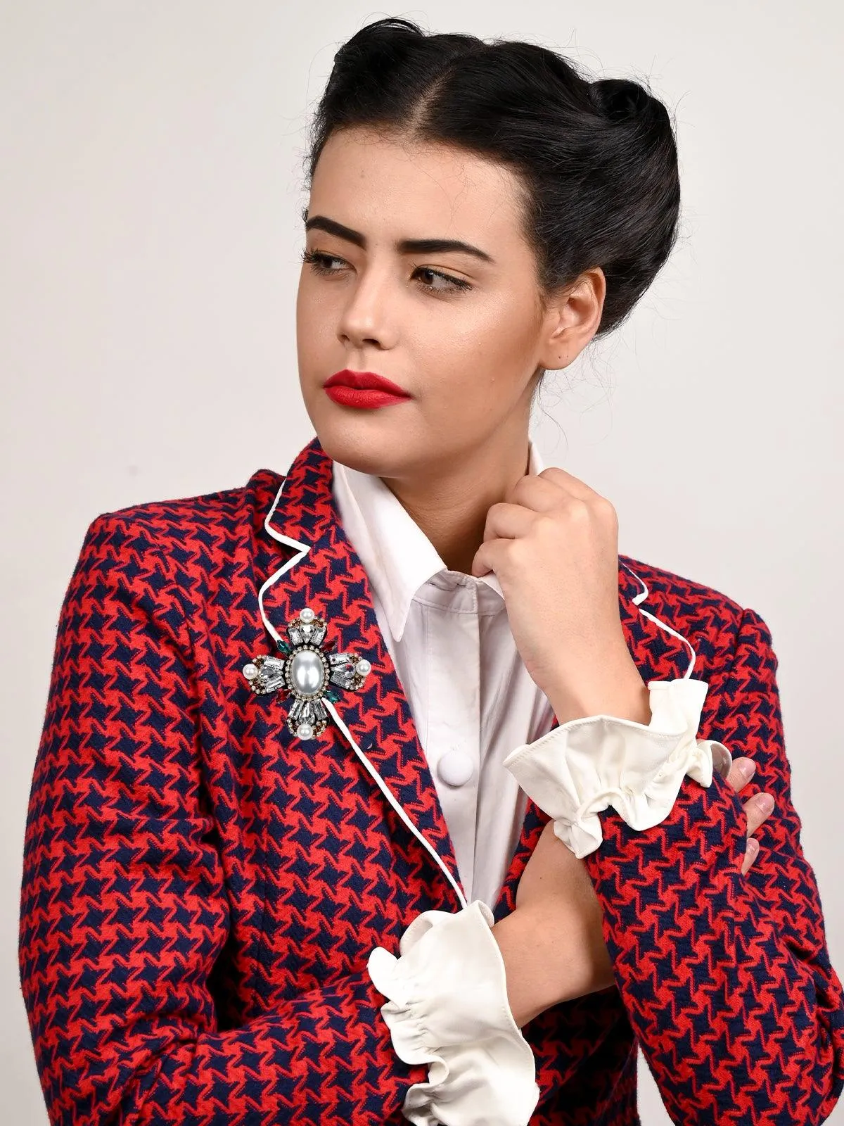 Odette Women Rhinestone Metal Brooch