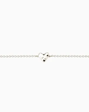 Organic Heart Bracelet | Solid White Gold