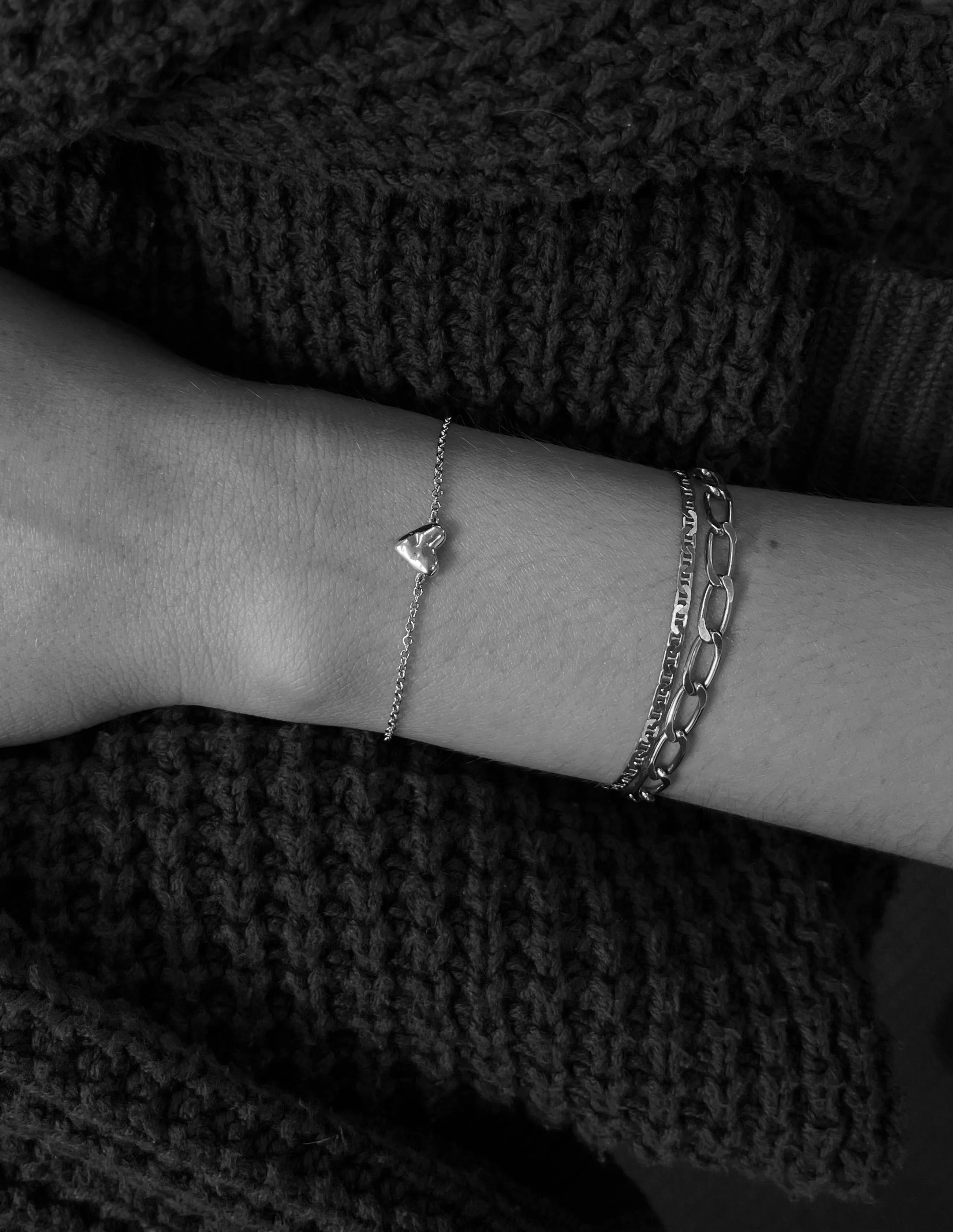 Organic Heart Bracelet | Solid White Gold