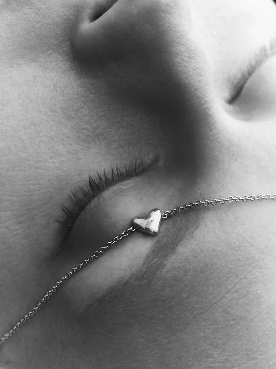 Organic Heart Bracelet | Solid White Gold