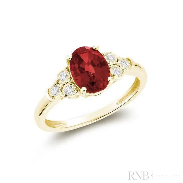 Oval Created Gemstone and Diamond Ring