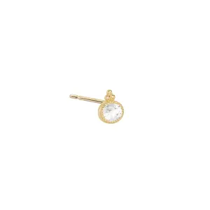 Oval Precious Stud White Topaz- 18k Gold -Sold by piece