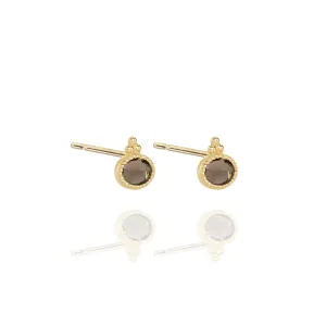Oval Precious Studs Smoky Quartz - 18k Gold
