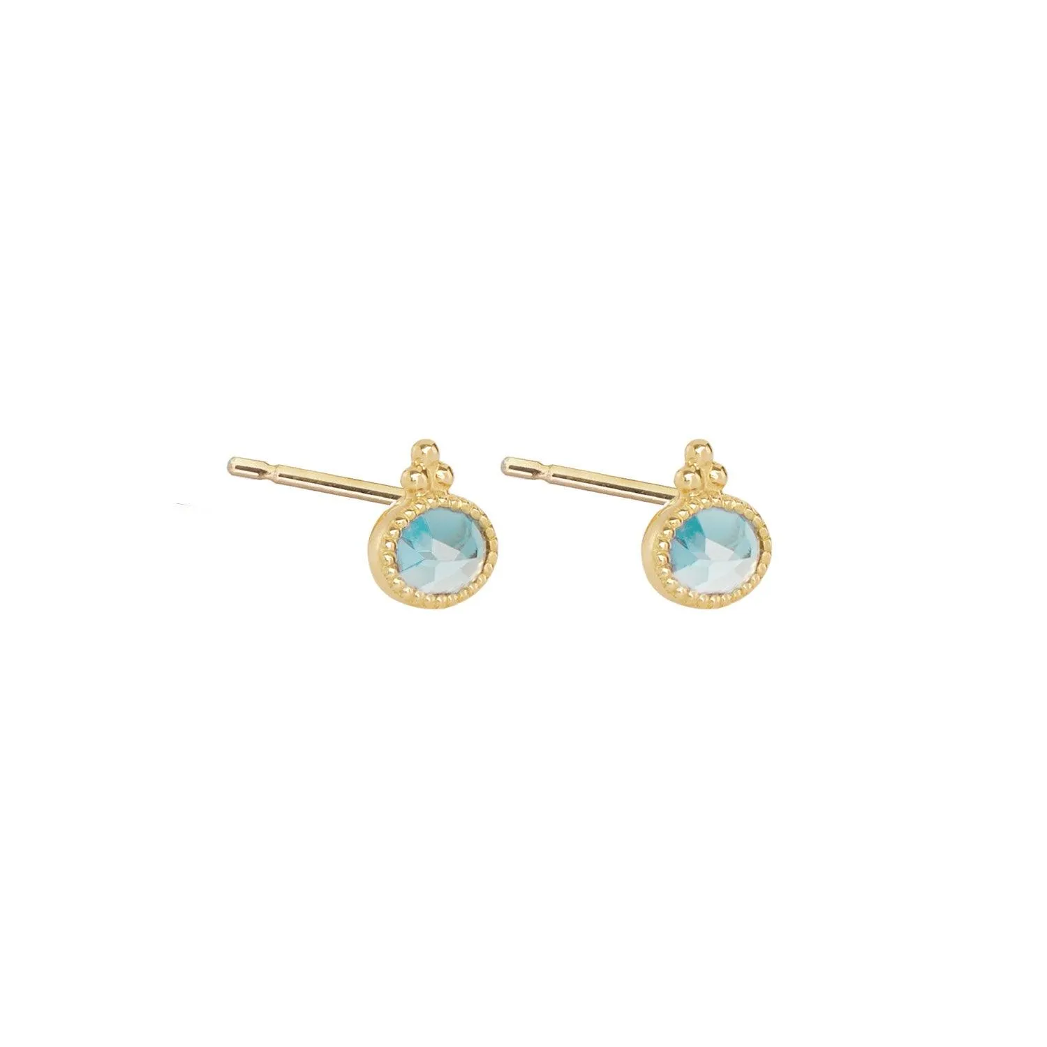 Oval Precious Studs Swiss Blue Topaz - 18k Gold