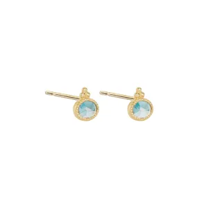 Oval Precious Studs Swiss Blue Topaz - 18k Gold