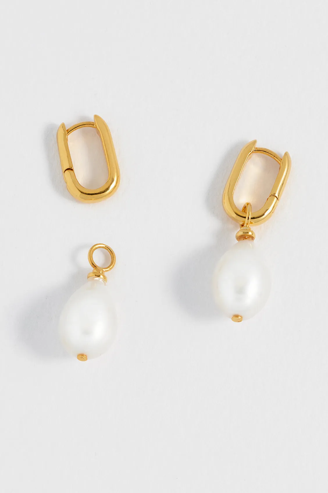Pearl Drop Link Earrings