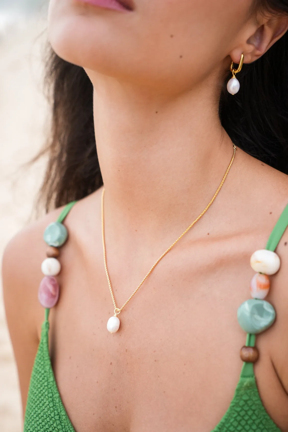 Pearl Drop Link Earrings