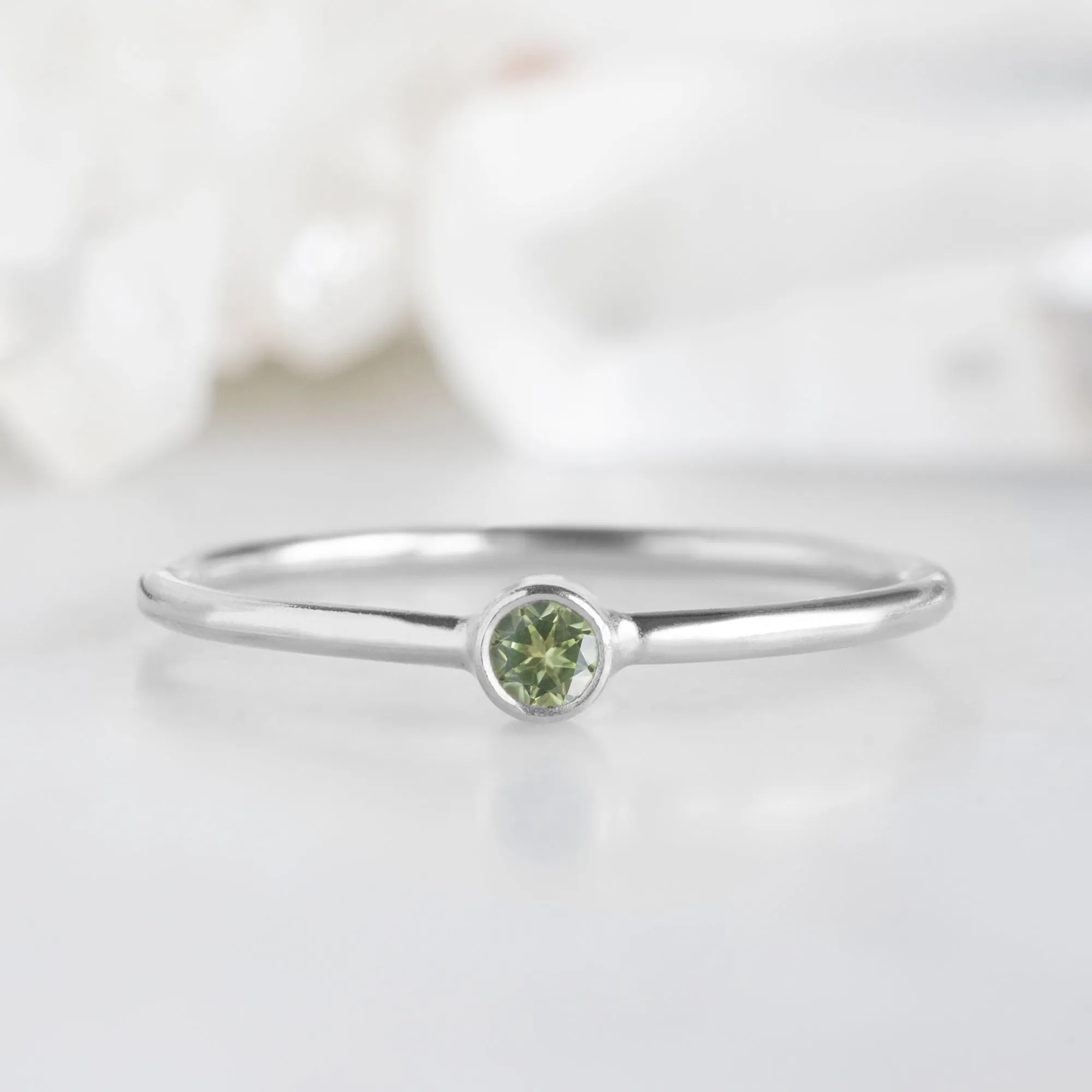 Peridot Birthstone Stacking Ring | Yellow, Rose or White Gold