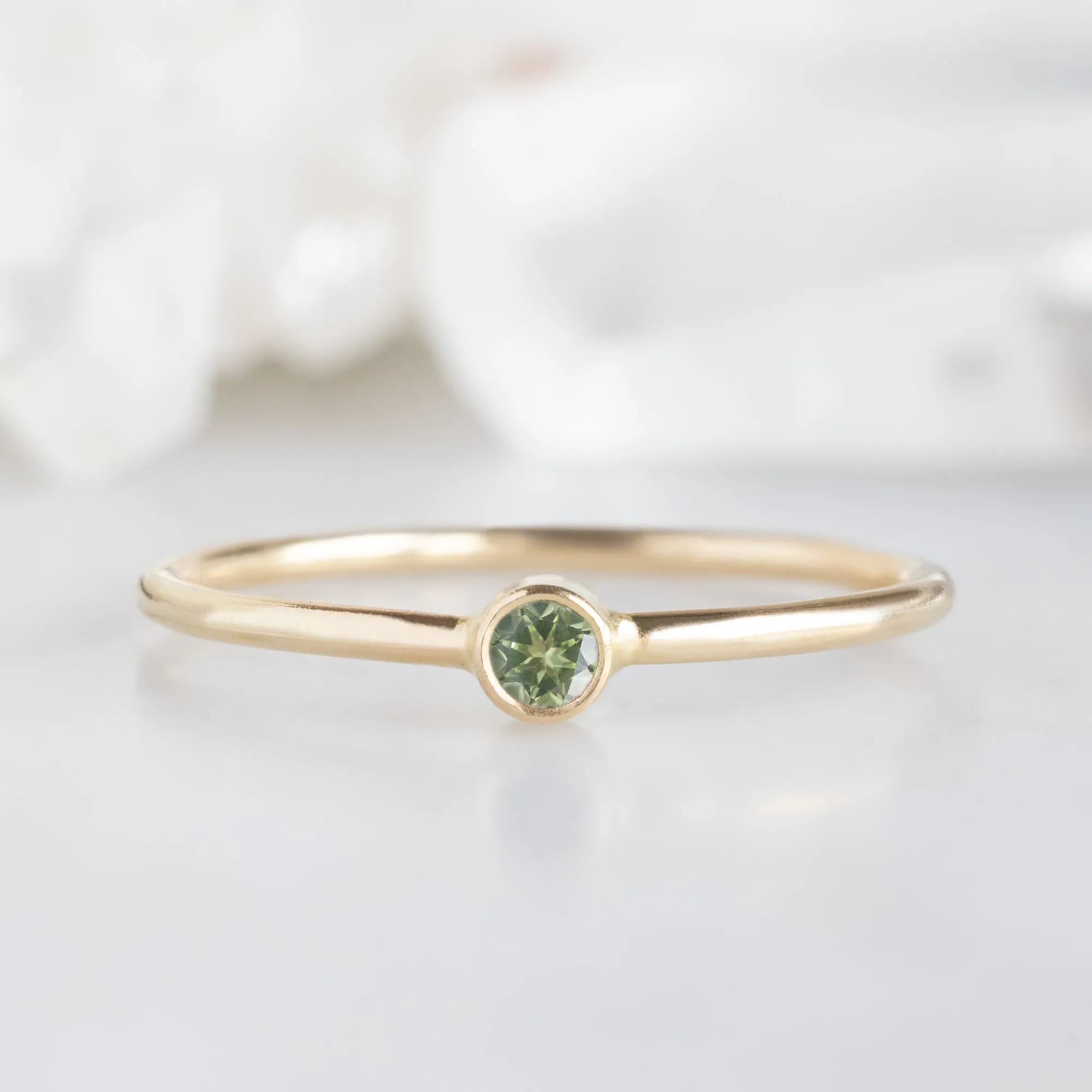 Peridot Birthstone Stacking Ring | Yellow, Rose or White Gold