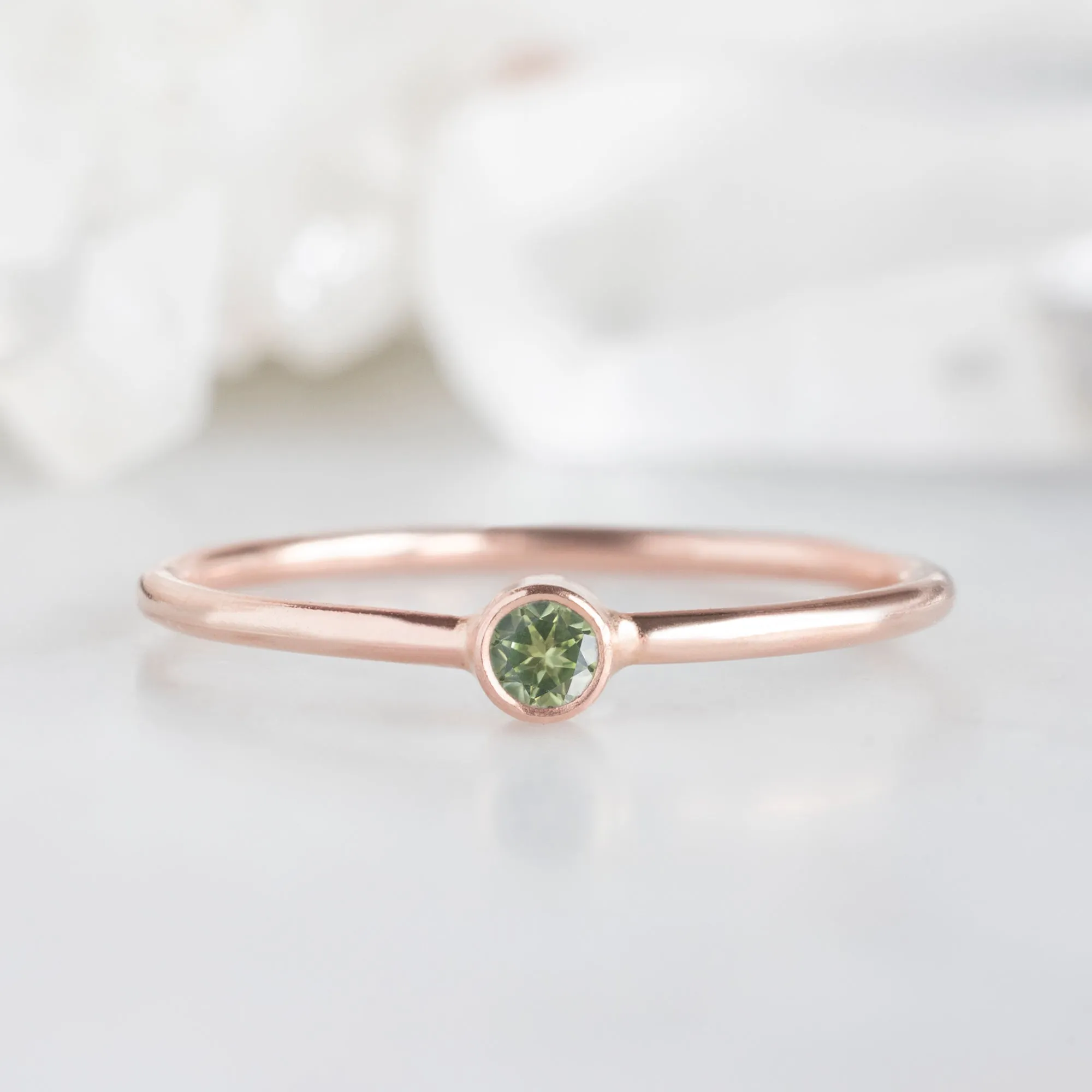 Peridot Birthstone Stacking Ring | Yellow, Rose or White Gold