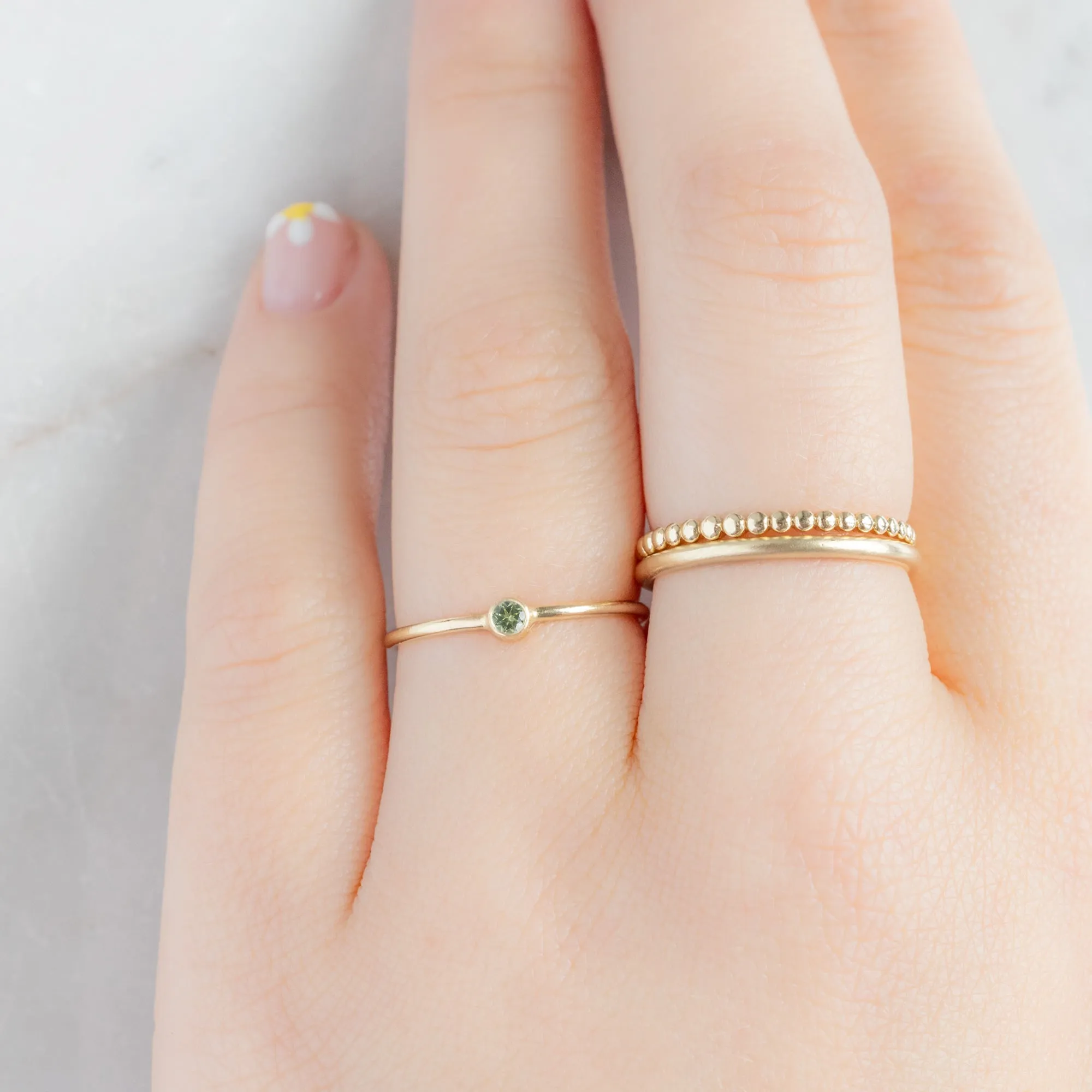 Peridot Birthstone Stacking Ring | Yellow, Rose or White Gold