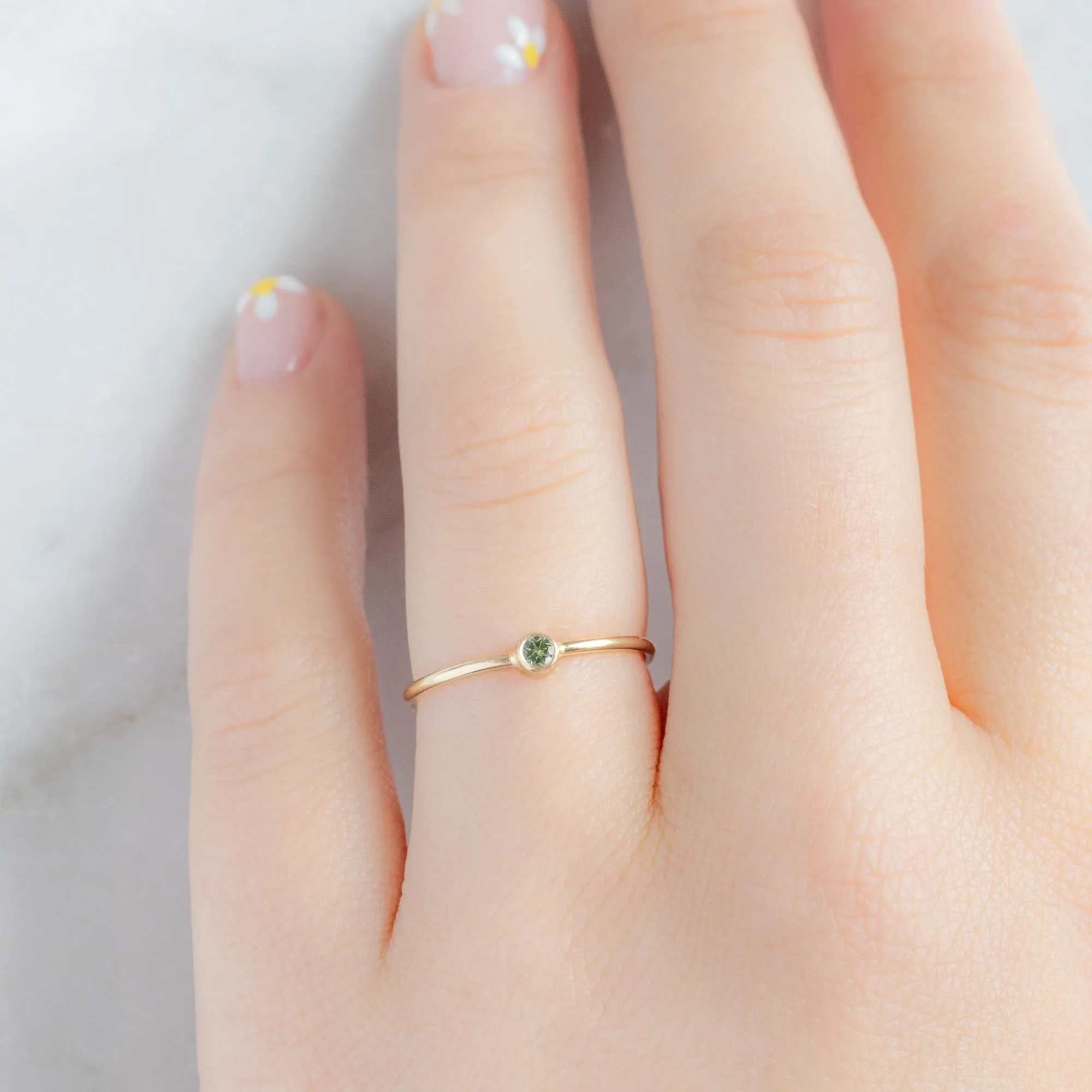 Peridot Birthstone Stacking Ring | Yellow, Rose or White Gold