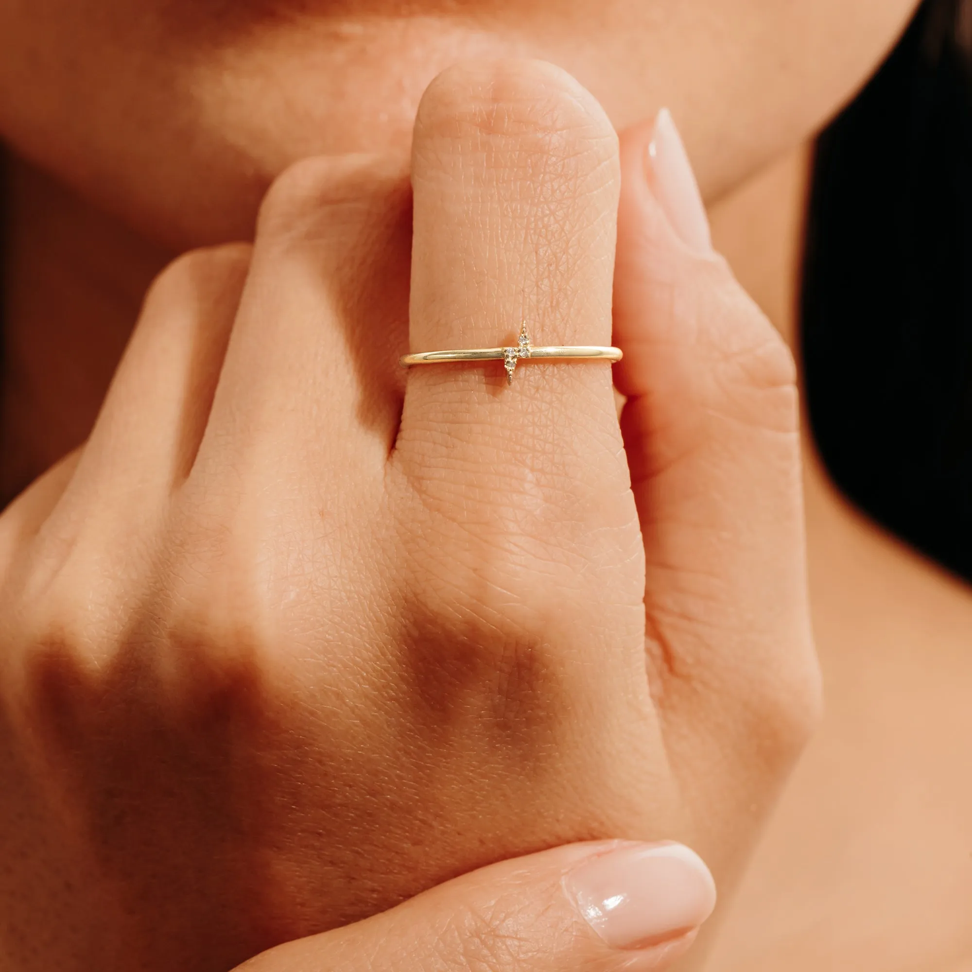 Petite Diamond Lightning Bolt Ring, Electra