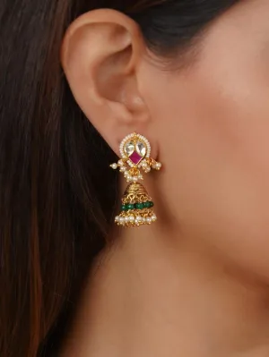 Pink Color Gold Plated Jadau Kundan Earrings - ME985WPA