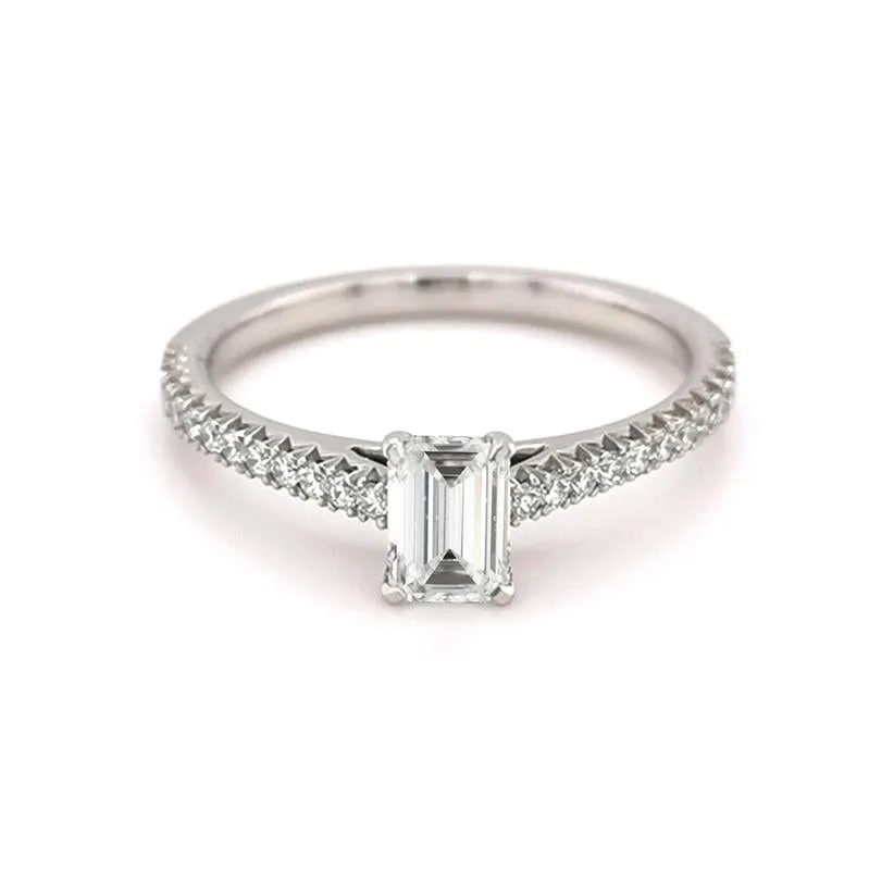 Platinum 0.74ct Emerald Diamond Solitaire ring