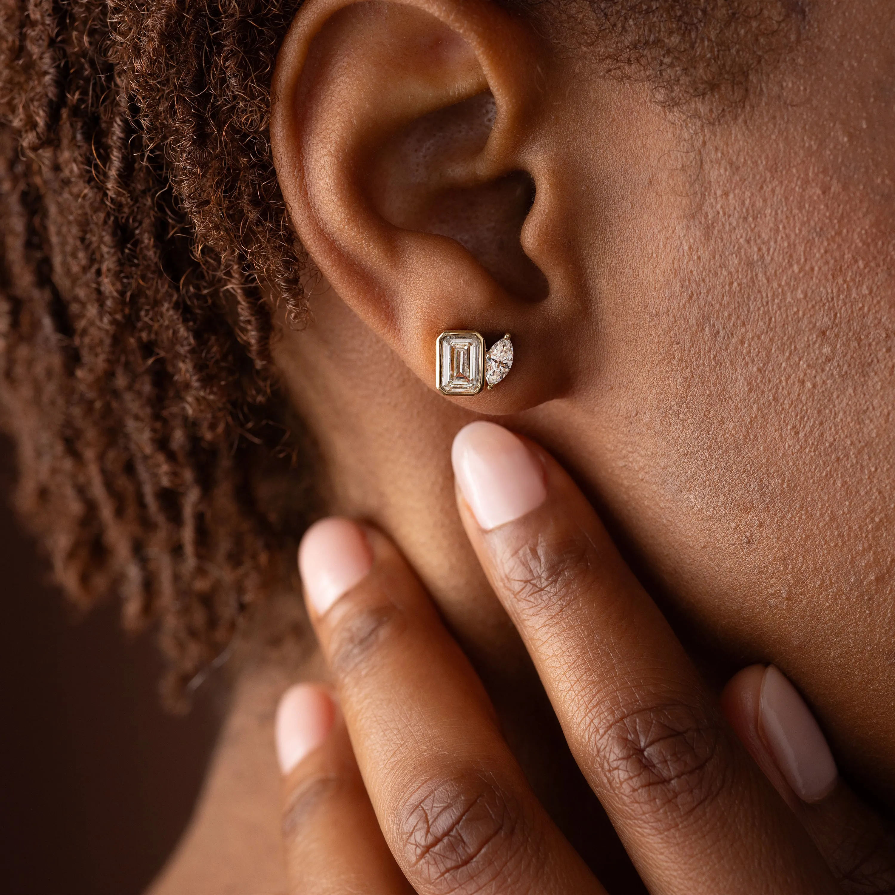 Poise Bezel Studs, 2.06ctw. Lab-Grown Emerald Cut