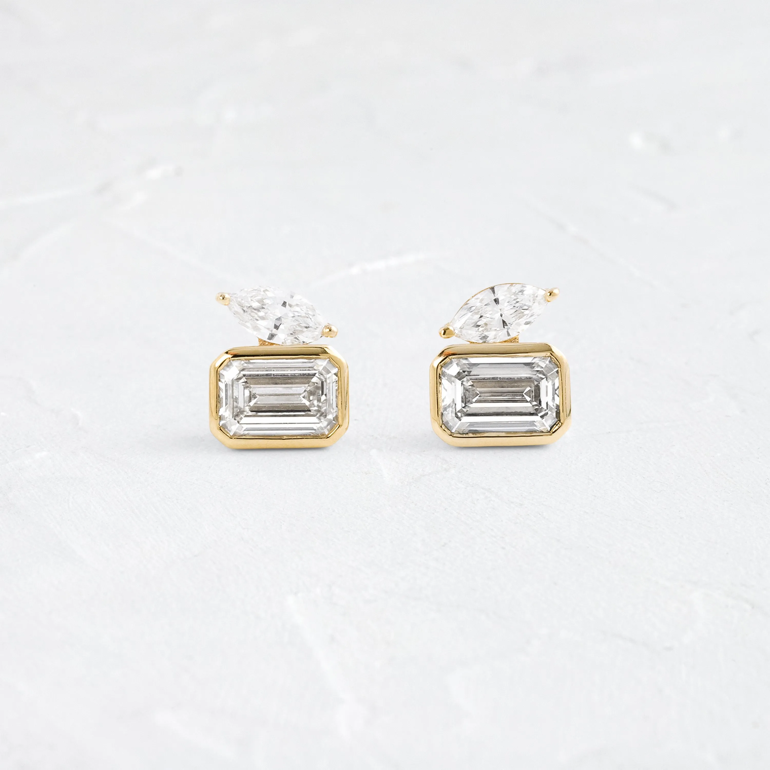 Poise Bezel Studs, 2.06ctw. Lab-Grown Emerald Cut