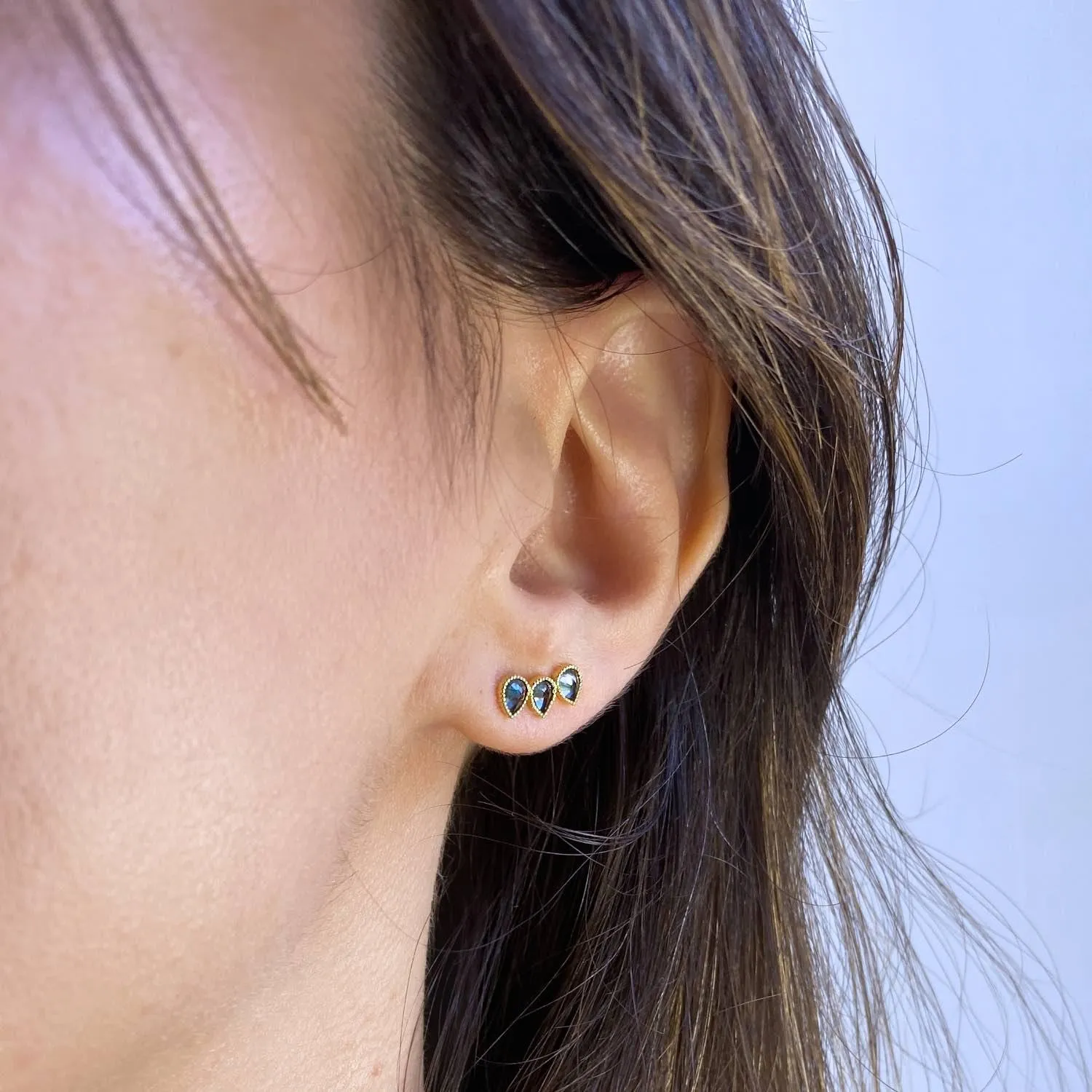 Precious Ear Climber Left - Blue Topaz & 18k Gold