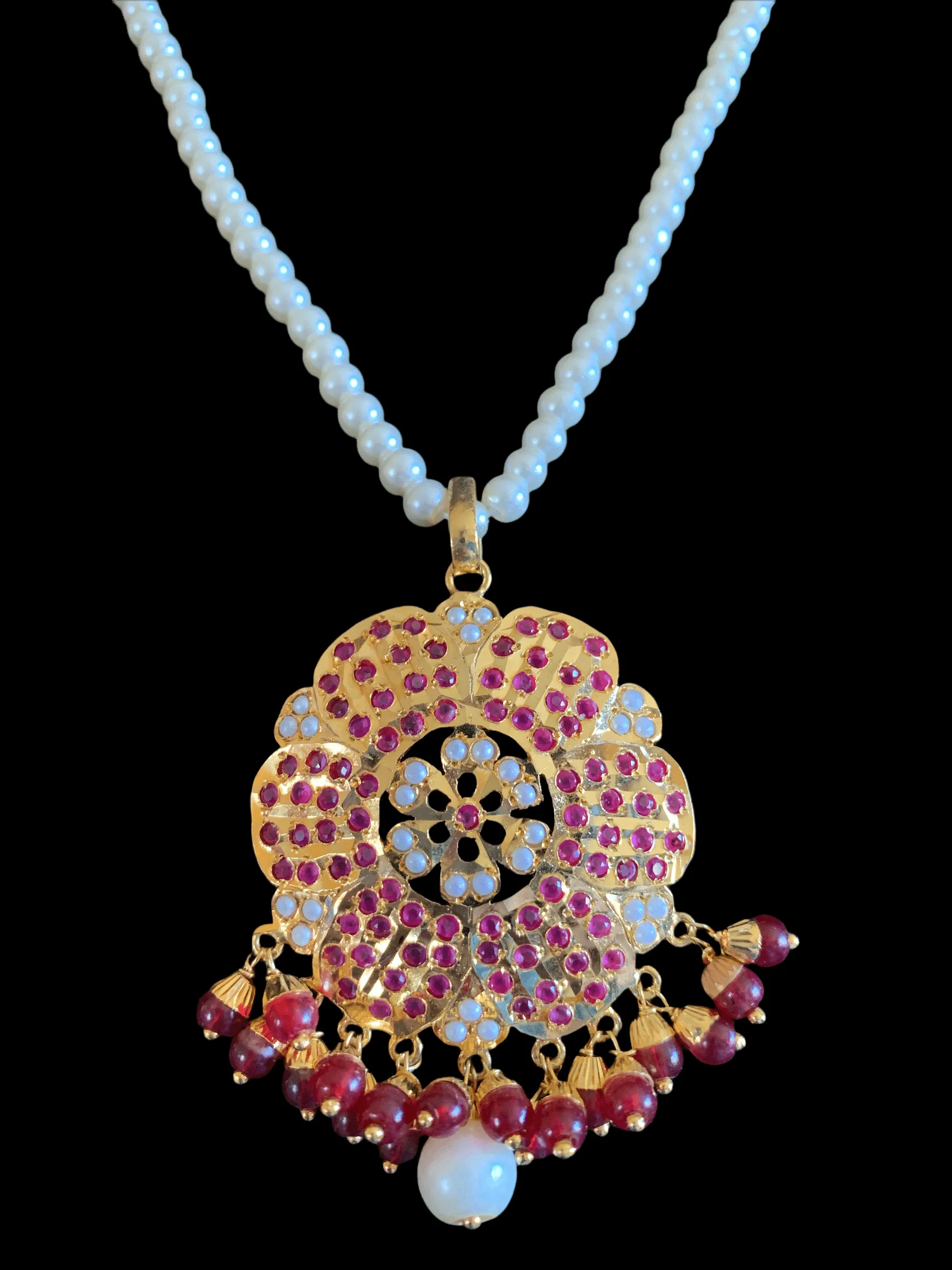 PS3 Maira  pendant set in ruby   ( SHIPS IN 4 WEEKS )