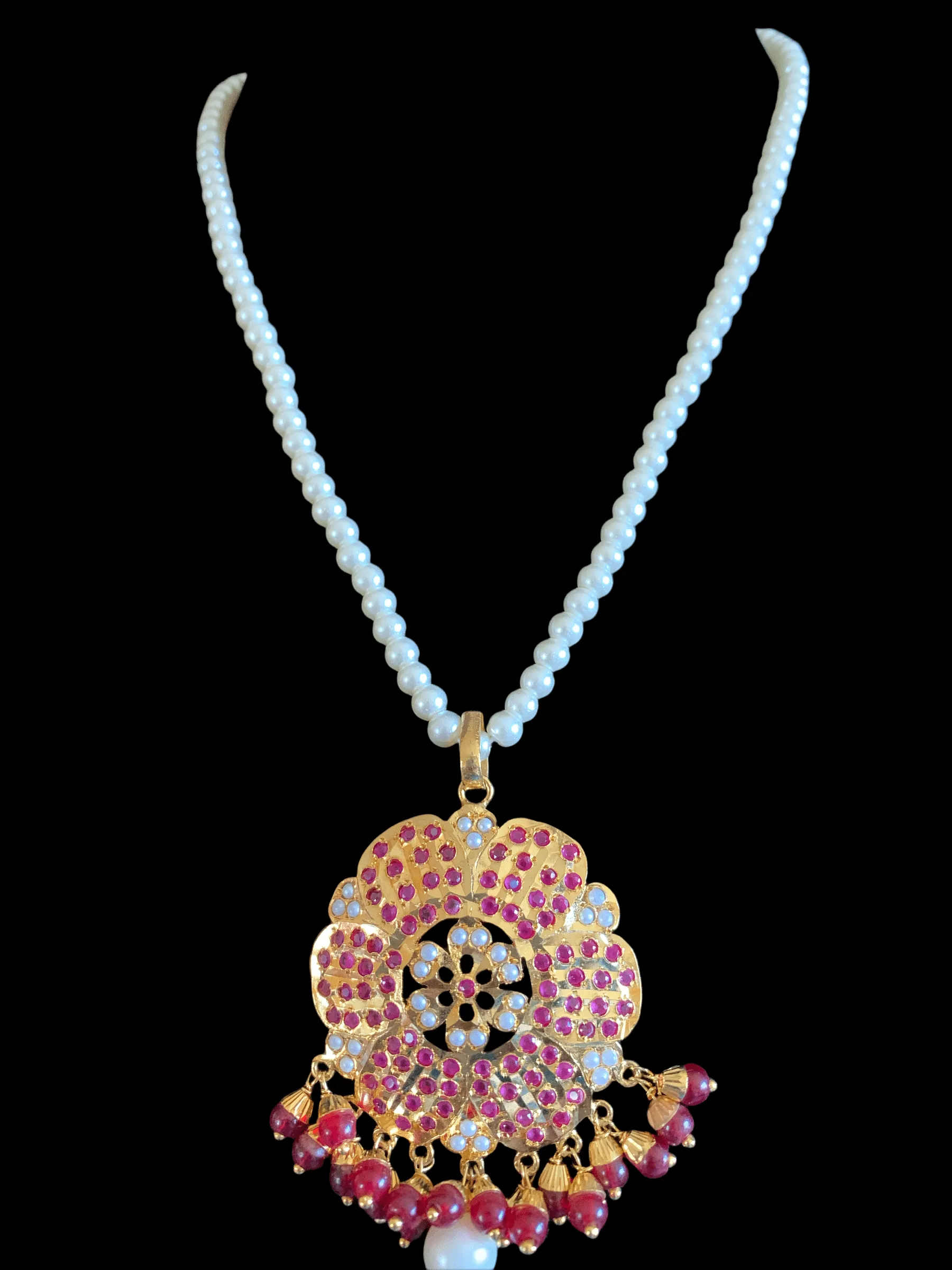 PS3 Maira  pendant set in ruby   ( SHIPS IN 4 WEEKS )