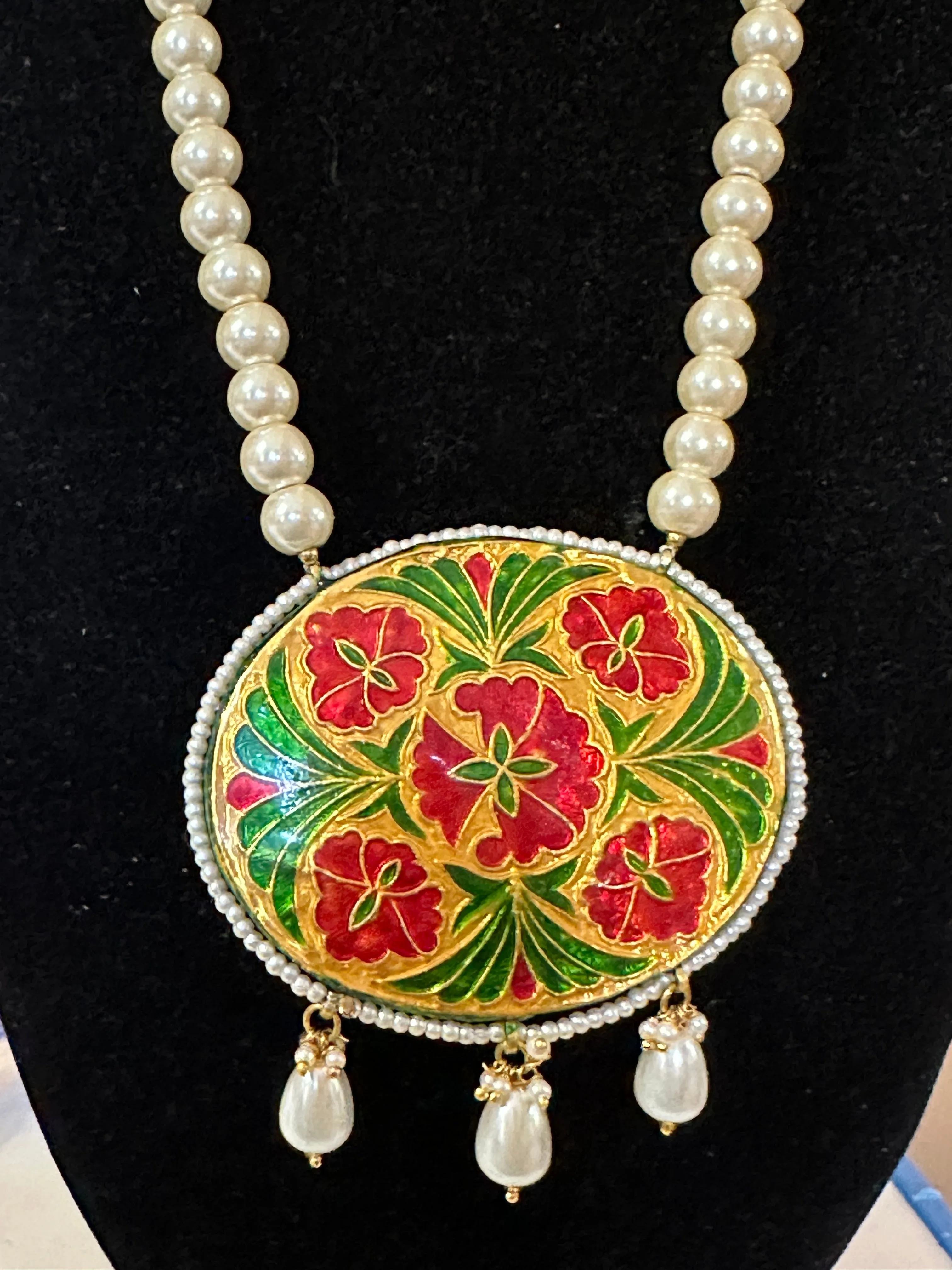 PS344 Suman kundan meenakari pendant set- turquoise blue  ( READY TO SHIP)