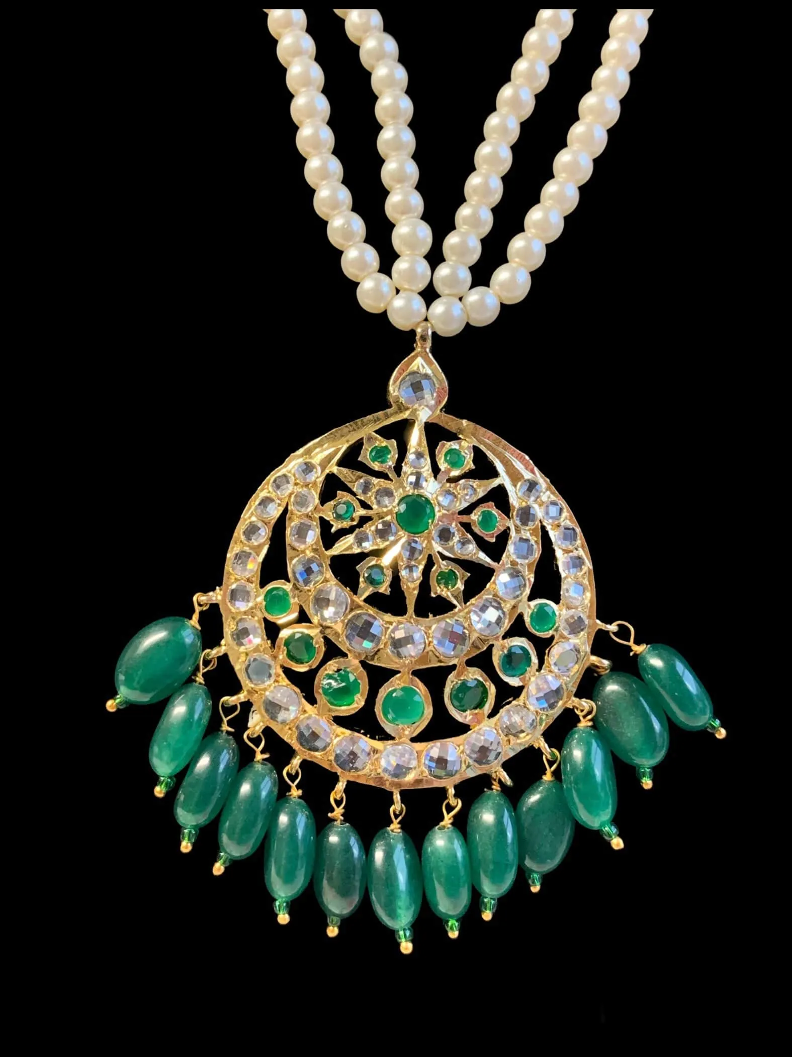 PS348 Amara Hyderabadi pendant set with earrings(READY TO SHIP )