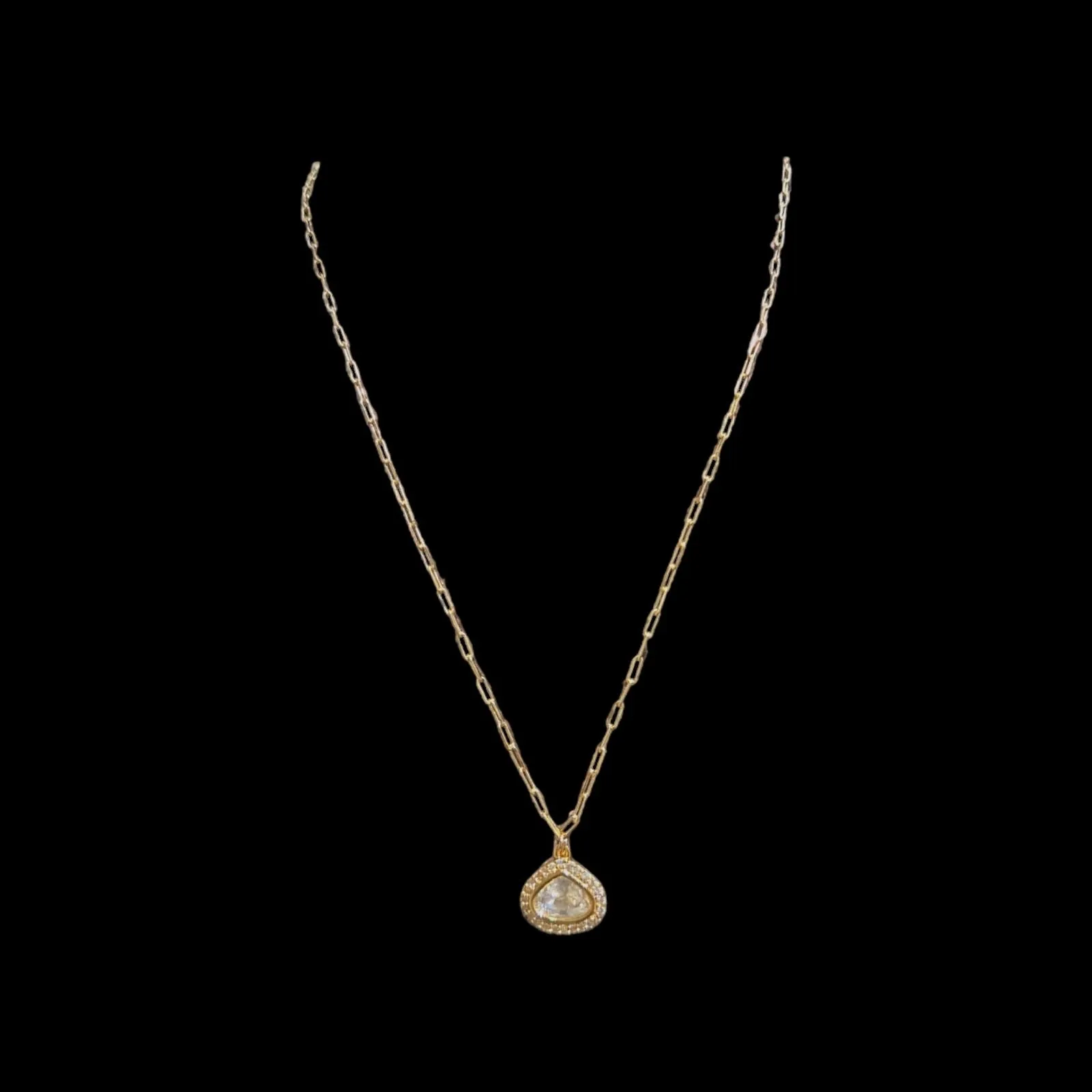 PS475 Polki gold plated pendant set ( READY TO SHIP )