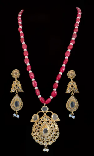 PS515 Jugni in ruby beads with fresh water pearls ( READY TO SHIP )