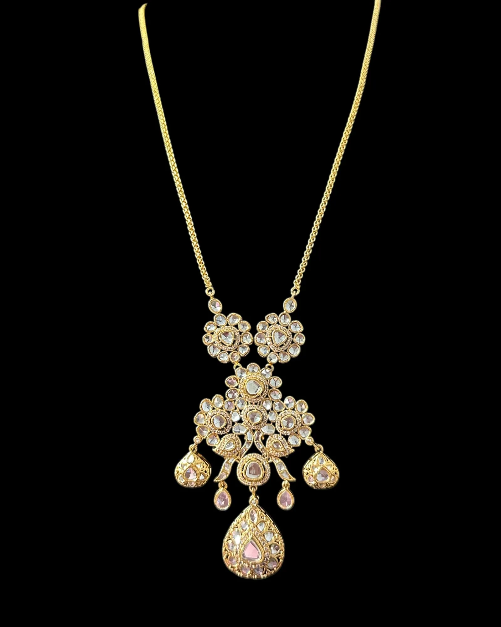 PS554 Long delicate kundan pendant mala ( READY TO SHIP )