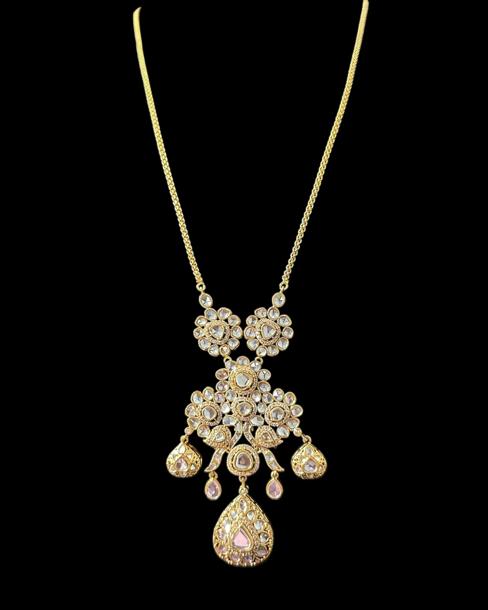 PS554 Long delicate kundan pendant mala ( READY TO SHIP )